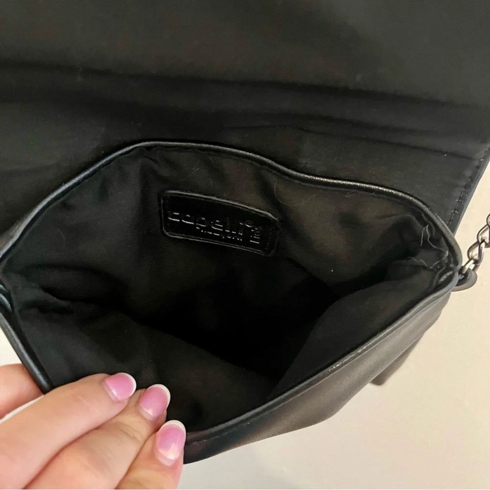 Capelli of New York - Stylish Black Chain Shoulder Bag - Picture 9 of 10